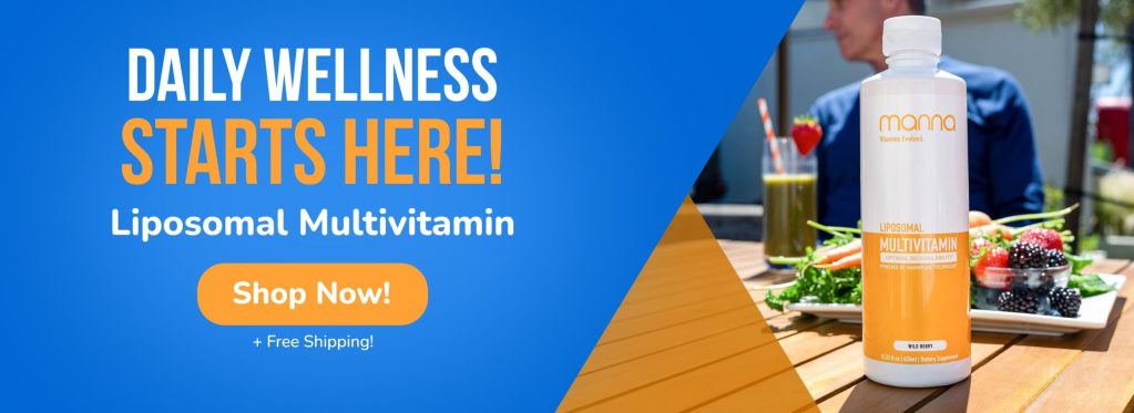 Advertisement for Mama Liposomal Multivitamin. The image promotes the product with text stating, "Daily Wellness Starts Here!" and includes a "Shop Now!" button with free shipping noted.