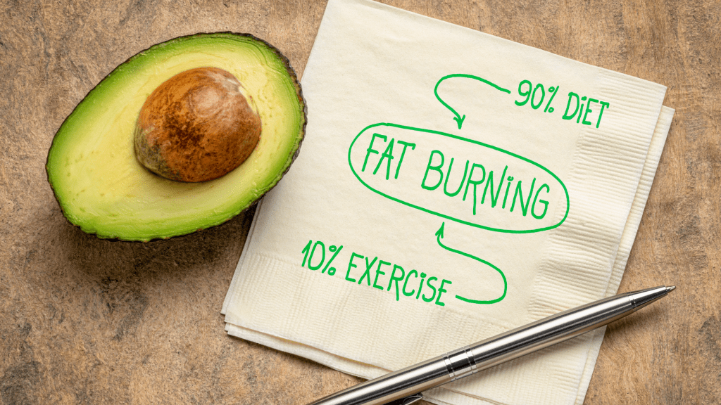 fat burning circled on a napkin with 90% diet and 10% exercise written
