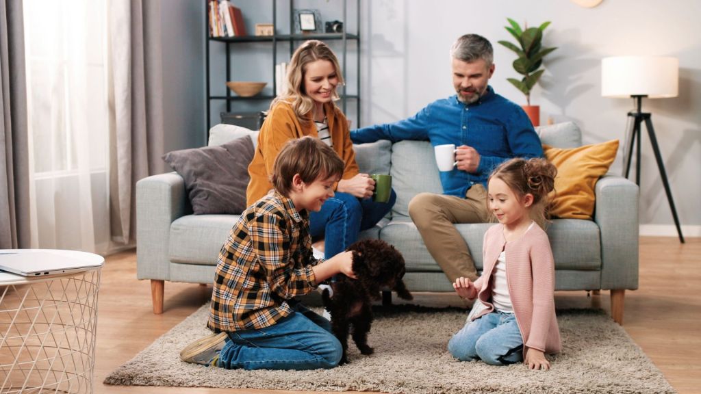 happy family bond in the living room